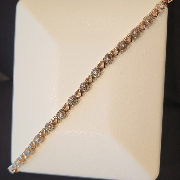 Heart Bracelet 10k/Sterling Silver - Picture 2 of 5